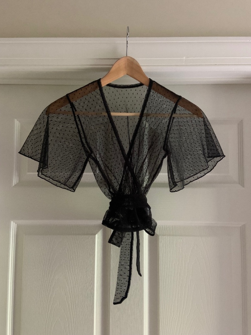 Ballet Beautiful Swiss Dot Flutter Sleeve Wrap Top